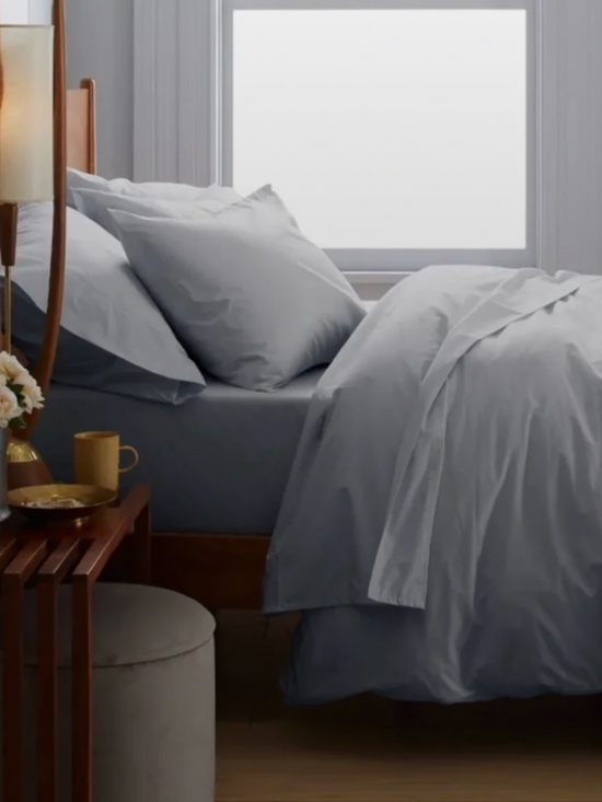 Quince Other - new Brushed Cotton Duvet Set with 2 standard shams Queen Mist Light Blue Gray